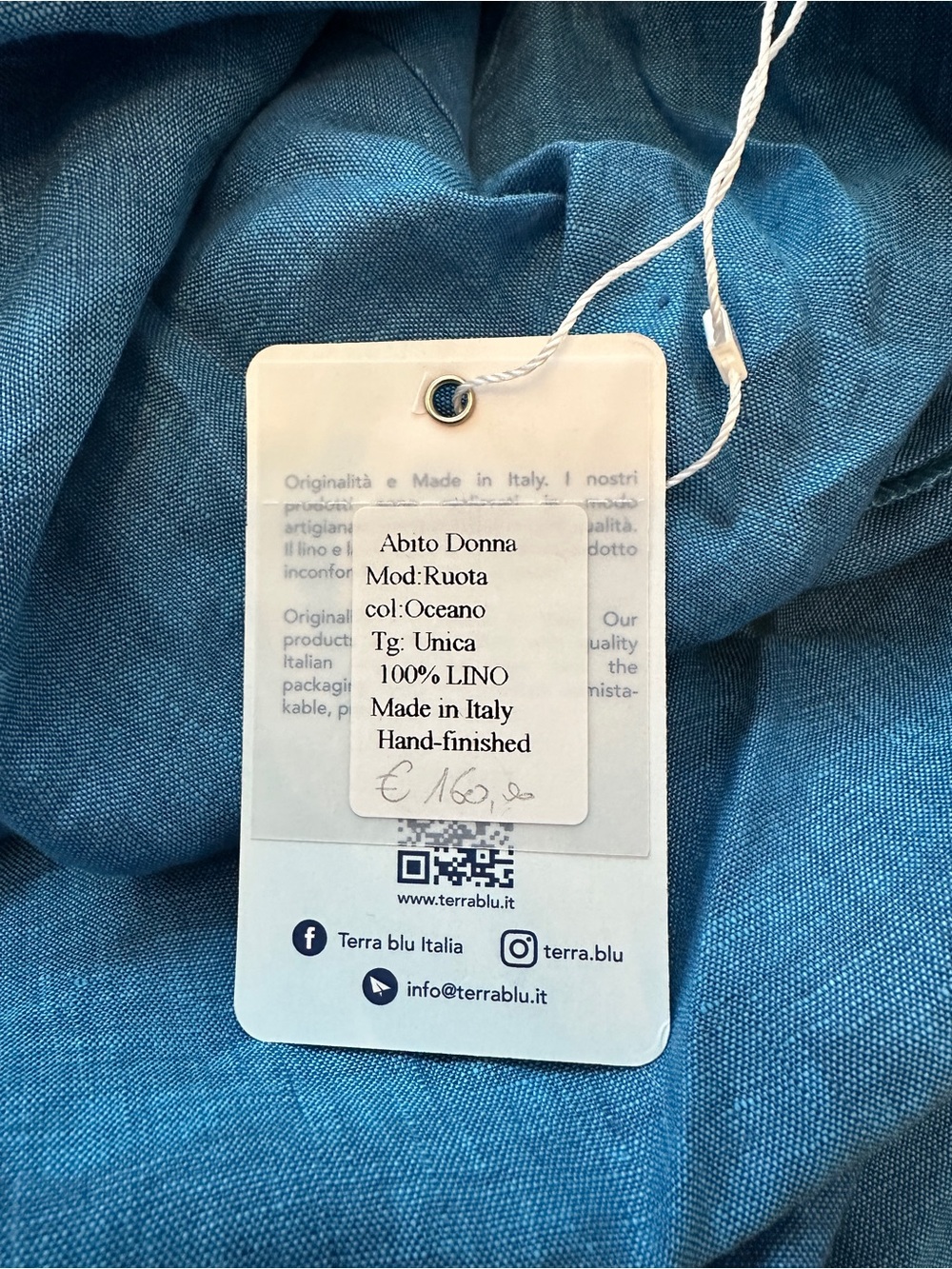 Linen Sleeveless V-Neck Blue Summer Dress - Picture 6 of 9